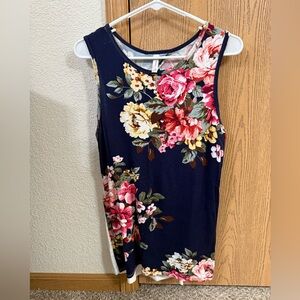 Magic Fit Floral Tank Top - Navy